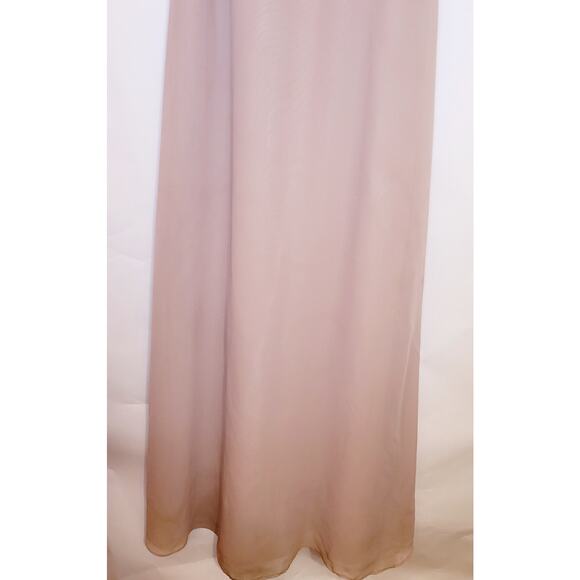 Sorella Vita rose pink spaghetti strap blouson full length chiffon gown Size 12 - Picture 5 of 11